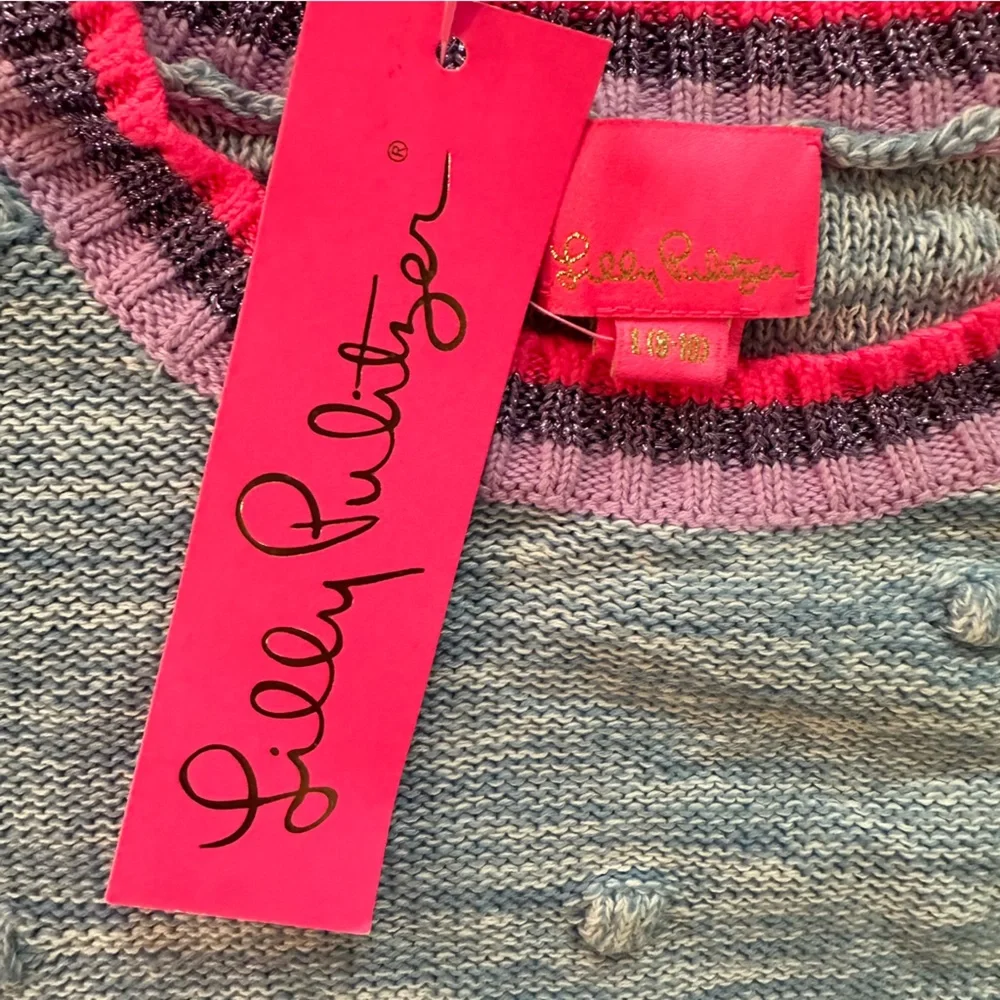 Lilly Pulitzer Mini Verna Blue knit sweater dress NWT Girls L 8/10